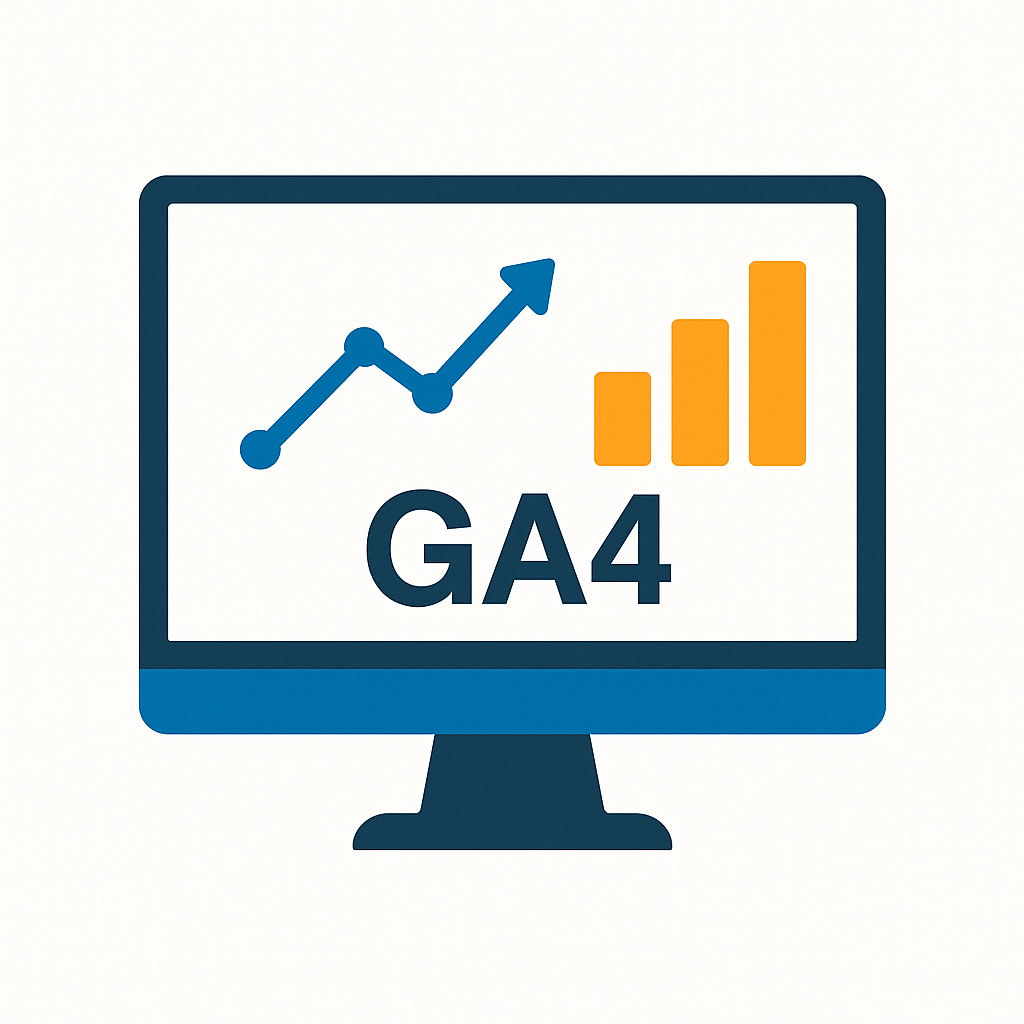 ekran monitora z wykresami i napisem ga4