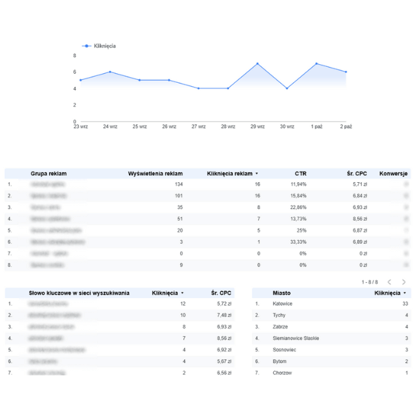 zrzut ekranu z raportu looker studio